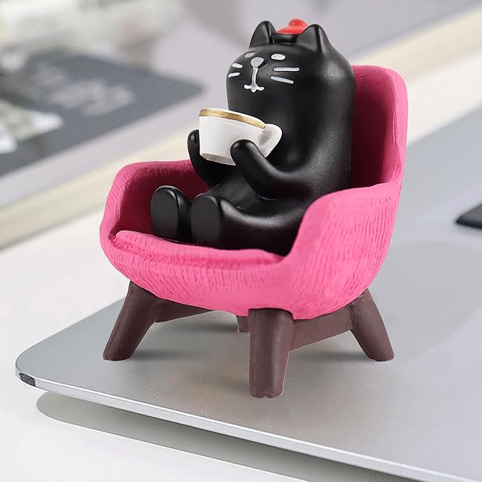Cat Figurines Pink Desk Accessories Trinkets Cat Gifts for Cat Lovers Office Bookshelf Decor for Women Funny Gifts for Women