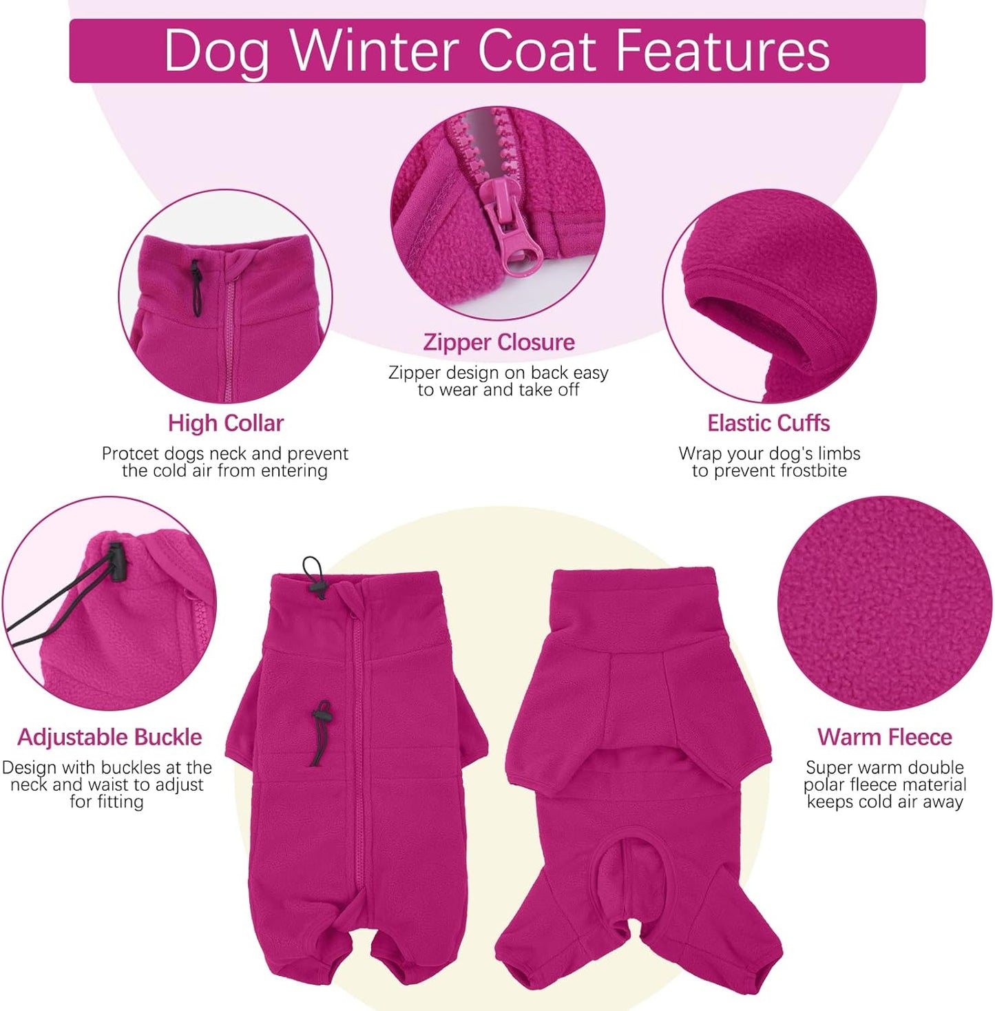 ROZKITCH Great Dane Sweater, Pet Windproof Warm Cold Weather Jacket Vest Cozy Jumpsuit Apparel Outfit Clothes for Large Giant Dog Walking Hiking Sleep Pink 4XL