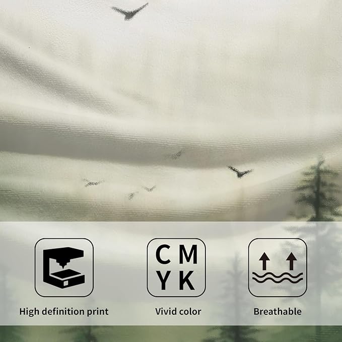 Green Misty Forest Hand Towels Set of 2 Mountain Woodland Soft Guest Face Bath Towel Bathroom Decorations Thin Kitchen Tea Dish Towels