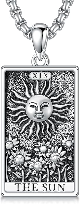 PELOVNY Tarot Card Necklace 925 Sterling Silver Skeleton Necklace The Sun Moon Star Strength Lovers Death Devil Fool Tarot Jewelry Christmas Birthday Gifts for Men Women Unisex
