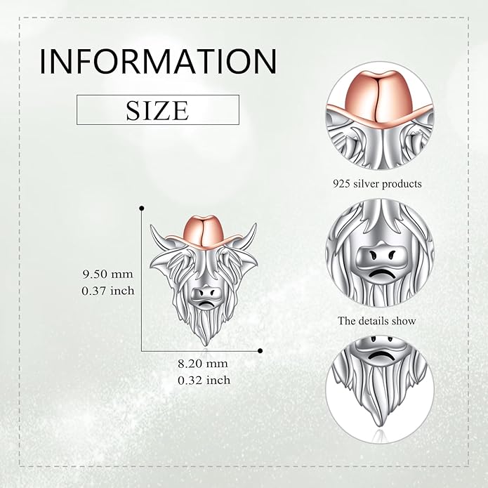 Sterling Silver Cat / Cow / Pig / Bunny / Squirrel / Giraffe / Highland Cow / Lion / Chicken / Ladybug / Star / Moon Stud Earrings for Women Cute Animal Post Earrings Hypoallergenic Animal Jewelry Gift for Teens Girls