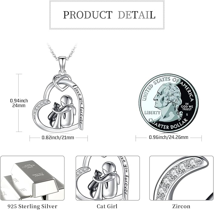 Dog Cat Necklace Pendant 925 Sterling Silver Pet Jewelry Gifts for Women