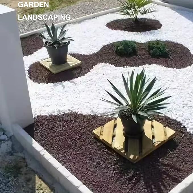 HappyFiller Polished 18 LB 1/2" White Matted Pebbles for Outdoor Garden Landscape Pave Walkway Small Rocks,Indoor Plants Succulents Cactus,Aquarium,Vase Fillers,Cultivation Hydroponic Stone,Zen