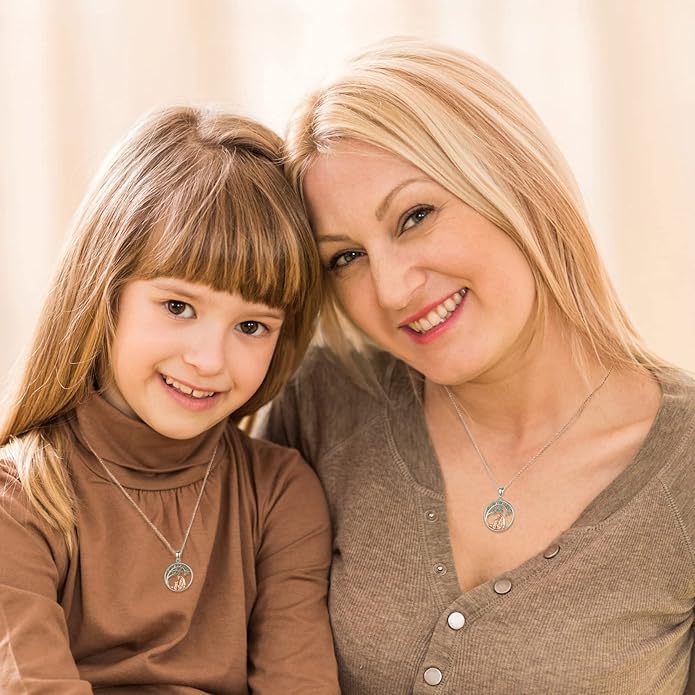 EUDORA Sterling Silver Mother Daughter Necklace for Women, Mama Son Daughter Necklace Pendant for Mom and Daughter,Mom Jewelry from Daughter Mother's Day Gift for Mother Daughter Aunt Grandma