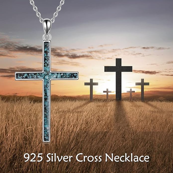 YFN Cross Necklace Sterling Silver Religious Cross Pendant Jewelry Christian Gifts for Women Men