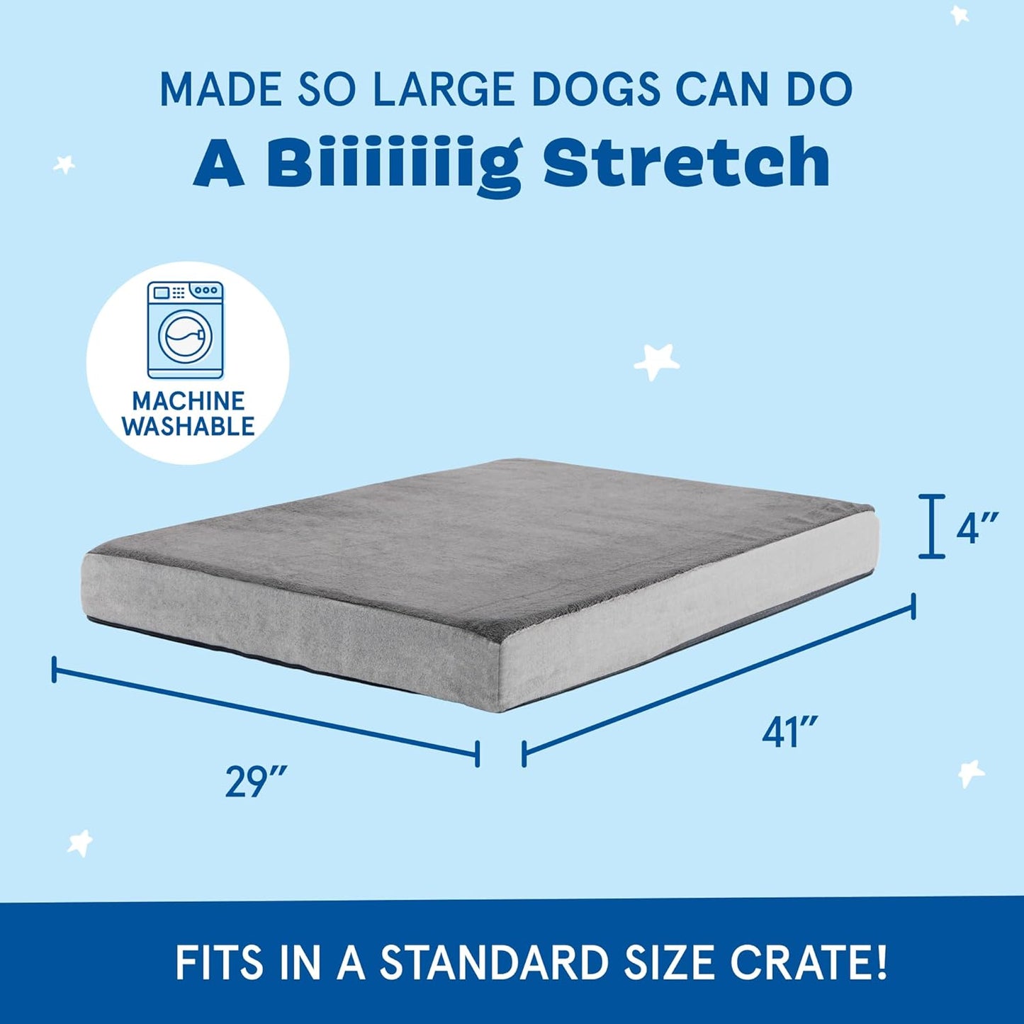 Barkbox Orthopedic Dog Bed with Memory Foam, Premium Comfort for Dogs and Puppies, Dog Bed for Joint Relief and Restful Sleep, Durable and Easy to Clean - Grey, XL