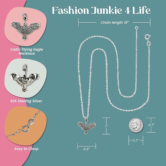 FashionJunkie4Life Sterling Silver Bird Pendant Necklaces for Women