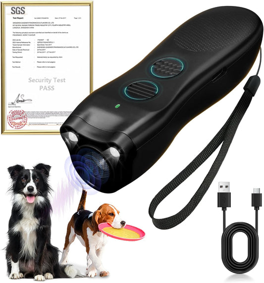 2025 Upgraded Dog Bark Deterrent Devices【Efficiency Increased 200%】【 1S Quick Response 】 100% Pet Safe, 3-in-1 Ultrasonic Dog Bark Deterrent Suitable for Indoor and Outdoor Use-Balck