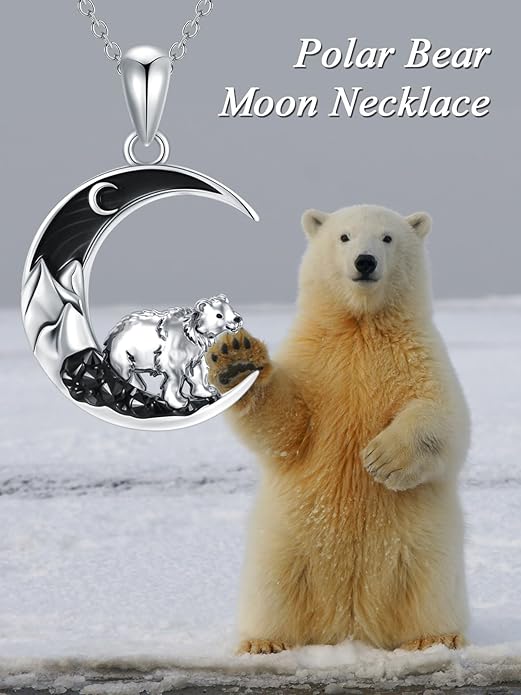 Gothic Jewelry Bat/Cat/Wolf/Dragon/Owl/Fox/Spider/Sun Pendant Sterling Silver Crescent Moon Necklace for Women Girls Black Jewelry Gifts