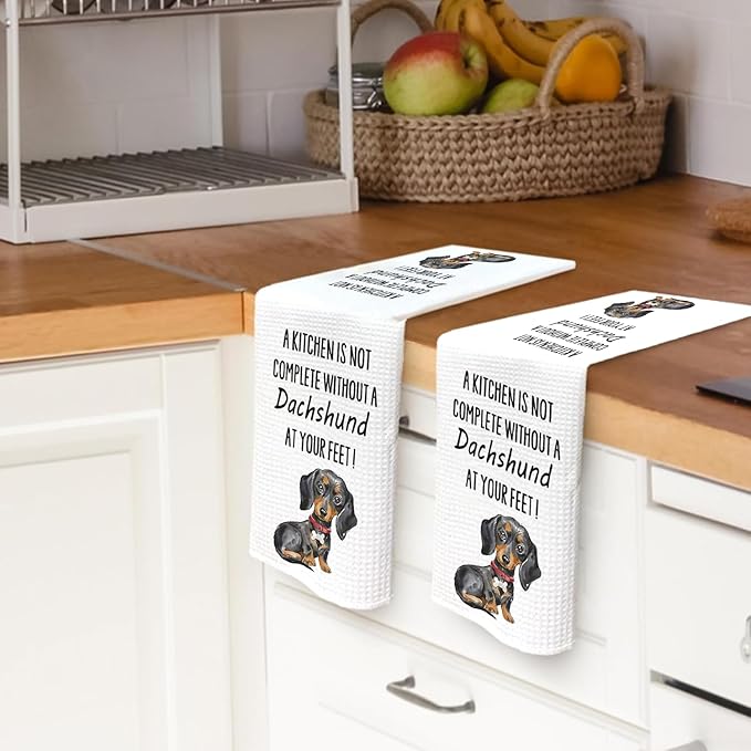 Dachshund Dog Gifts Kitchen Decor Towels 16″×24″,Dog Lovers Gifts for Girls Mom Women, A Kitchen is Not Complete Without a Dachshund at Your Feet Bathroom Kitchen Dish Hand Towels 052
