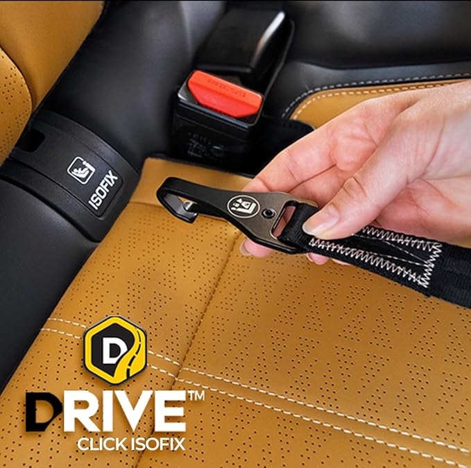 EzyDog Click ISOFIX Standard - Dog Seat Belt Car Harness Attachment for Dogs - Adjustable Dog Restraints Seatbelts for Car Travel and Safety - (17in - 26in, Black)