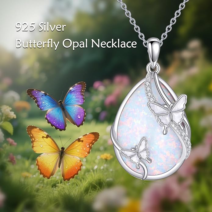 KQF Dragonfly/Butterlfy/Cat/Jellyfish/Bunny/Axolotl/Bee/Mermaid/Hummingbird/Elephant Necklace for Women Sterling Silver Moonstone Pendant Necklace Dragonfly Jewelry Gifts for Women