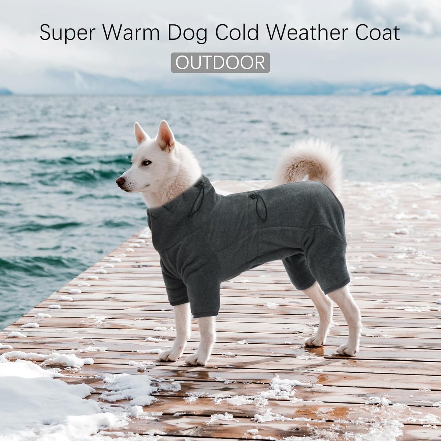 ROZKITCH Dog Winter Clothes for Large Dogs, Pet Windproof Warm Cold Weather Jacket Vest Cozy Jumpsuit Apparel Outfit Clothes for Large Giant Dog Walking Hiking Sleep Grey 4XL