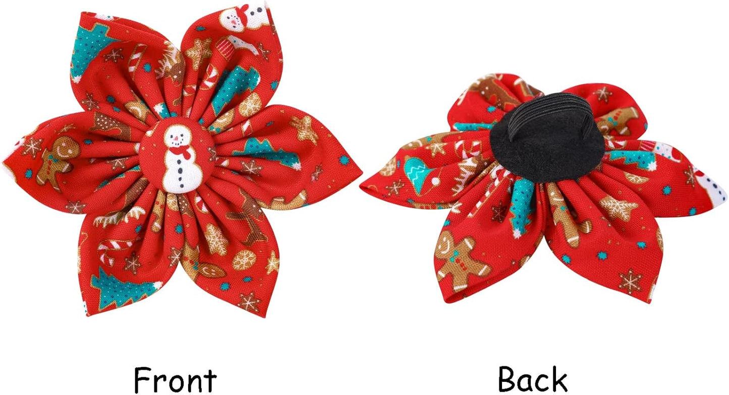 Lionet Paws Christmas Dog Collar with Flower, Dog Flower Collar with Metal Buckle for Dogs and Cats, Adjustable Comfortable Dog Collar Girl Gift, S, Neck 10-16 in