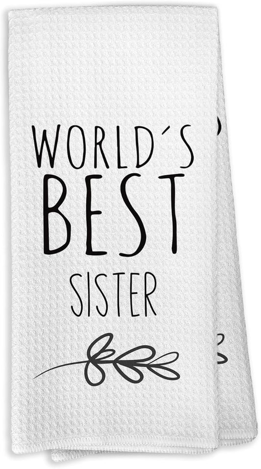 World's Best Sister Kitchen Towels, Best Sister Gifts for Bestie Sister, Sister from Sister Bestie, Sister Birthday Thanksgiving Gifts Tea Towels Kitchen Hand Towels 16x24 Inch