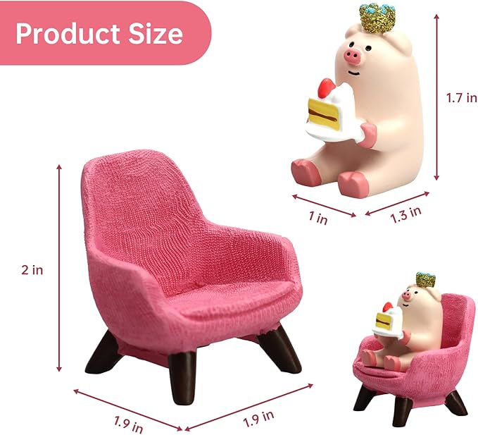 Cute Mini Pig Eating Cake Resin Figurine Apply to for Office, Home Decoration Perfect for Pig Lovers - Pink Sofa