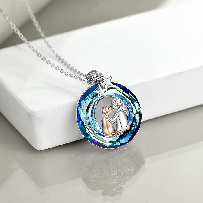 TIGER RIDER Sterling Silver Dog & Cat Pendant Necklace for Girls & Women - Pet Memorial Jewelry