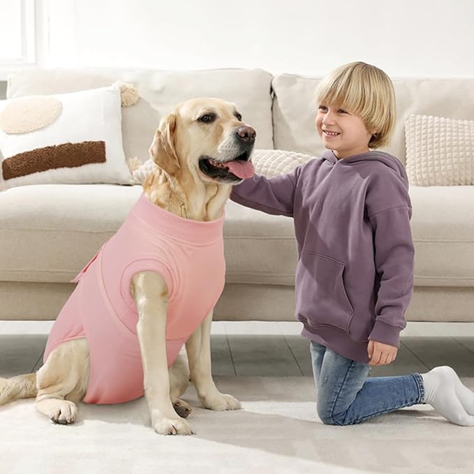 Kuoser Dog Surgery Suit Female Spay, Dog Recovery Suit Male Neuter, Puppy Clothes Onesie for Surgery Anti Licking Abdominal Wounds Pet Surgical Recovery Bodysuit Shirt, Substitute E-Collar & Cone