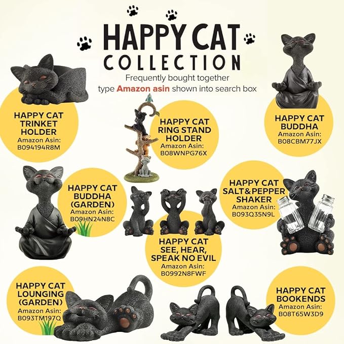 JFSM INC. Whimsical Black Cat Lounging Figurine Cat Home Office Decoration - Happy Cat Collection - Gifts for Cat Lovers, Cat Lover Gifts for Women, Cat Lover Gifts for Men, Cat Decor for Cat Lovers