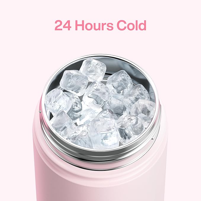 Kids Insualated Water Bottle with Straw - 12oz Stainless Steel Water Bottle with Dual Spouts, Leak-Proof, BPA-Free, Double Wall Vacuum Keeps Cold for 24 Hours for Sports, Travel, School (Cotton Candy)