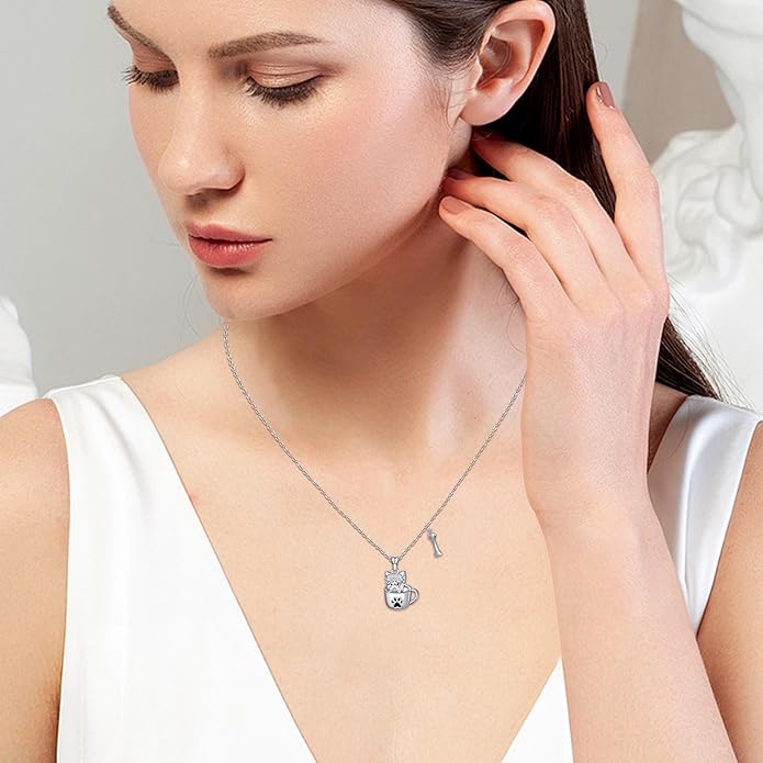 Dog Cat Necklace Pendant 925 Sterling Silver Pet Jewelry Gifts for Women