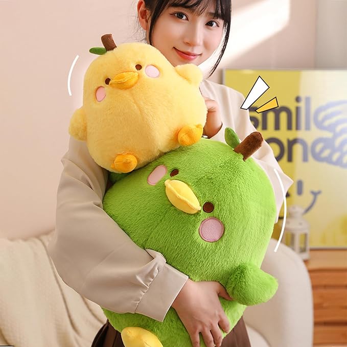 PEACH CAT Cute Pear Duck Plush Pillow Fruit Stuffed Animal Toy for Kids Yellow 12"