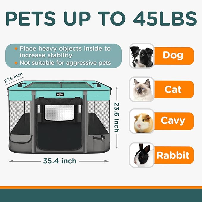 Pet Playpen, Foldable Waterproof Puppy Tent, Portable Cat Playpen, Dog Kennel, Breathable Mesh Crate, Play Pen with Carrying Case, Kitten Pennel, Indoor OutdoorTravel Camping for Small Animal.