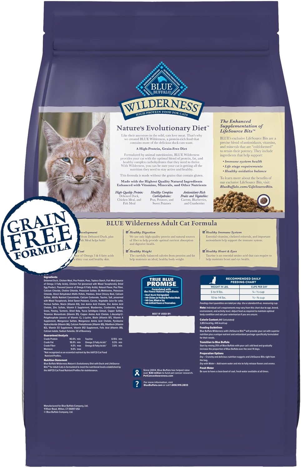 Blue Buffalo Wilderness Nature's Evolutionary Diet High-Protein, Grain-Free Natural Dry Food for Adult Cats, Chicken, 9.5-lb Bag