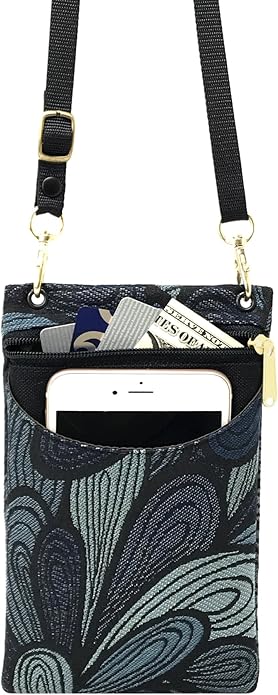 Danny K. Women's Tapestry Crossbody Cell Phone or Passport Purse, Handmade in USA