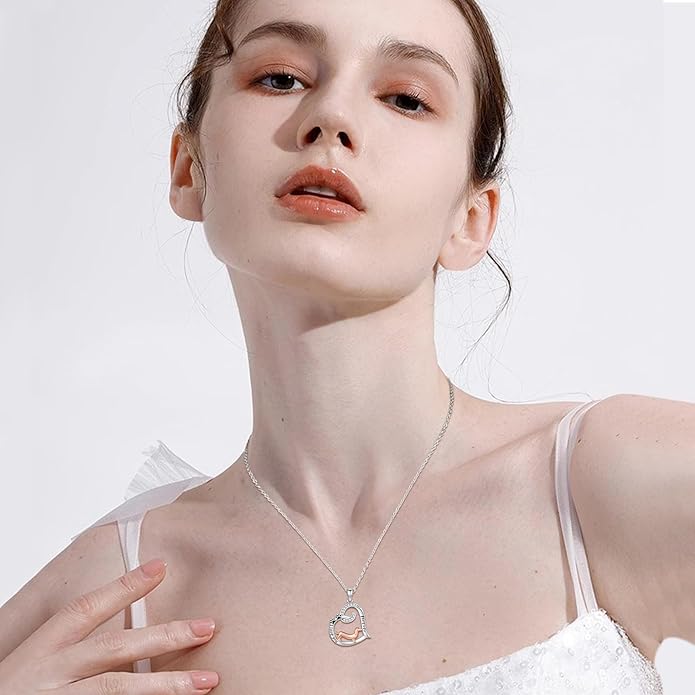 Dog/Paw Print/Infinity Necklace for Women 925 Sterling Silver Heart Dogs Pendant Necklaces Jewelry Christmas Birthday Gifts for Dog Lovers Friends