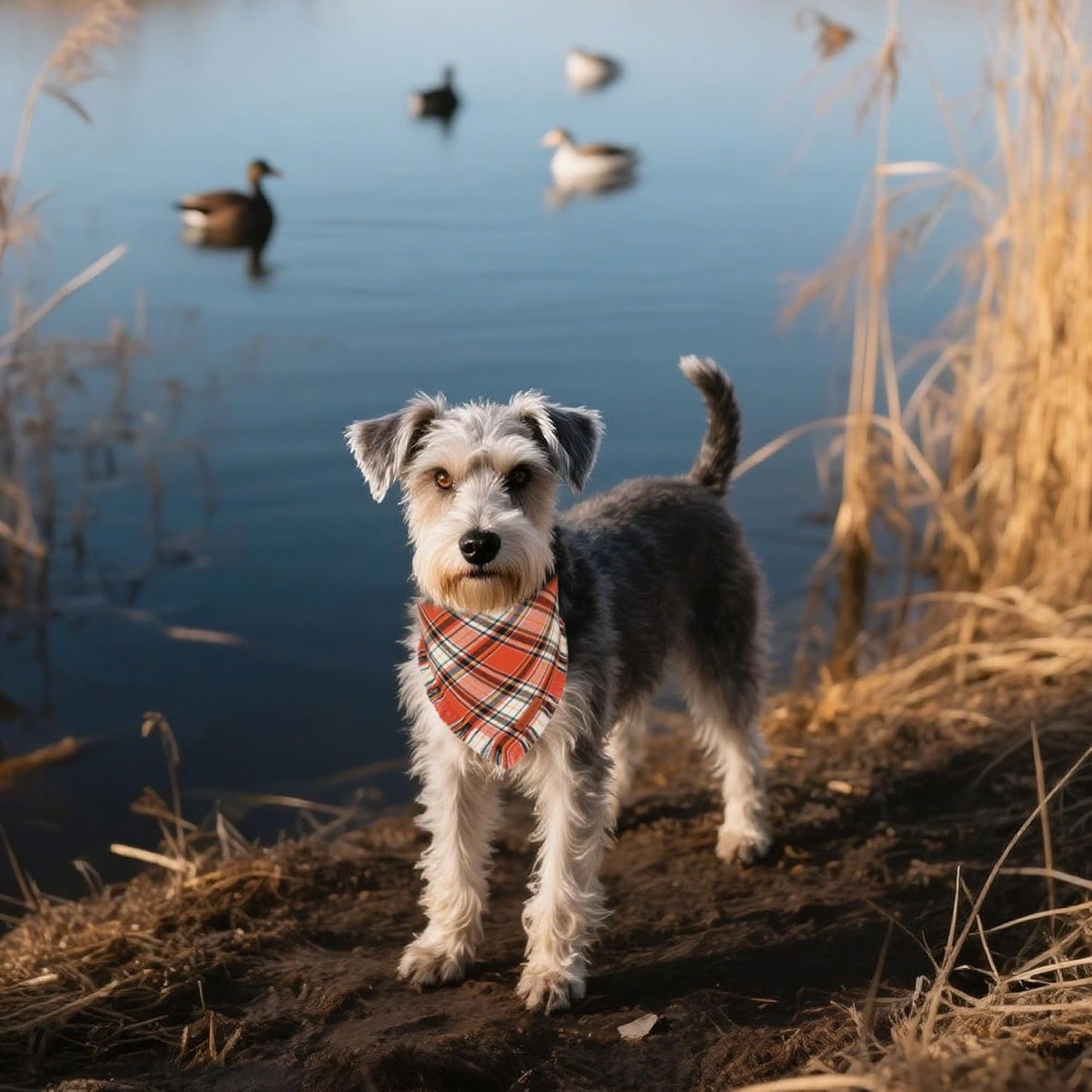 ADOGGYGO Fall Dog Bandana with Tassels Edges, Stylish Orange Plaid Pet Scarf, Multiple Size, Thanksgiving Halloween Fall Bandanas for Small Dogs (Small)