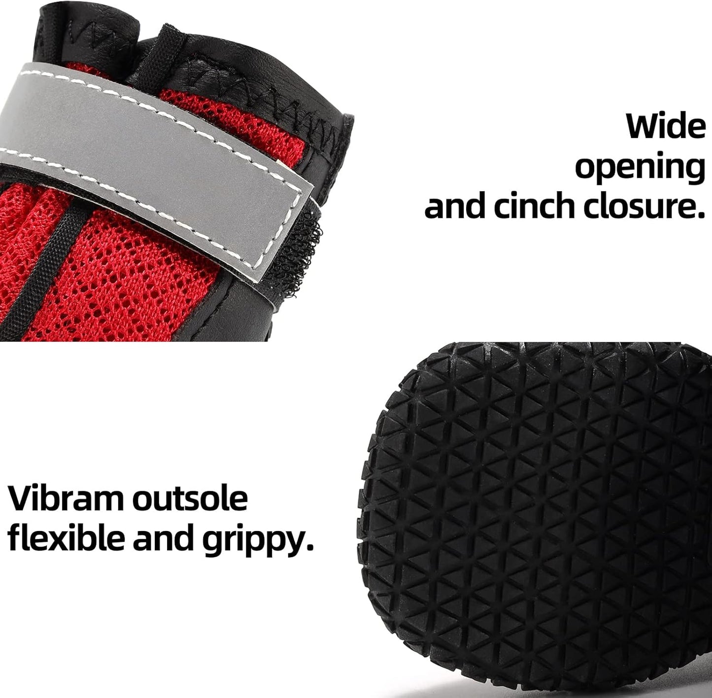 Hcpet Dog Boots for Large Dogs, Dog Shoes for Hot Pavement Winter Snow, Paw Protector Dog Booties Designed for Comfort and Breathability, Outdoor Booties for Small Medium Dogs for Hiking Red Size 2