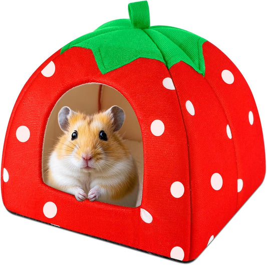 Guinea Pig Hideout for Small Animals(Guinea Pig Bed with Warm Fleece, Washable Pet Cushions, Winter Sleeping Warmth)