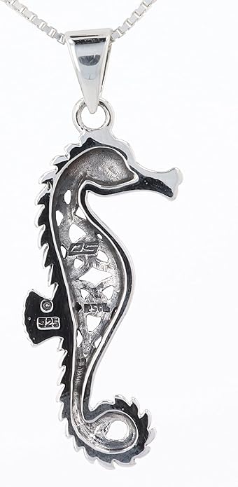 Celtic Seahorse Sterling Silver Pendant Necklace 18"