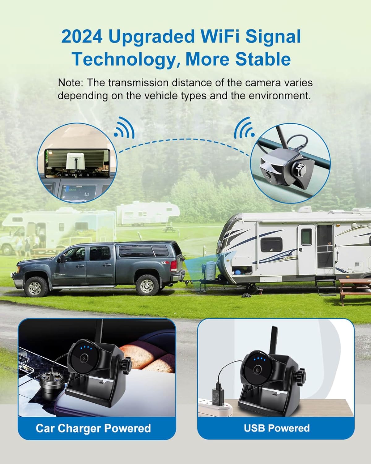 1080P Magnetic Wireless Backup Camera, WiFi Hitch Camera with Long-Lasting Battery,Night Vision,IP69K, Easy Installation for RVs, Trucks, Trailers, Compatible with iPhone,iPad, Android Devices