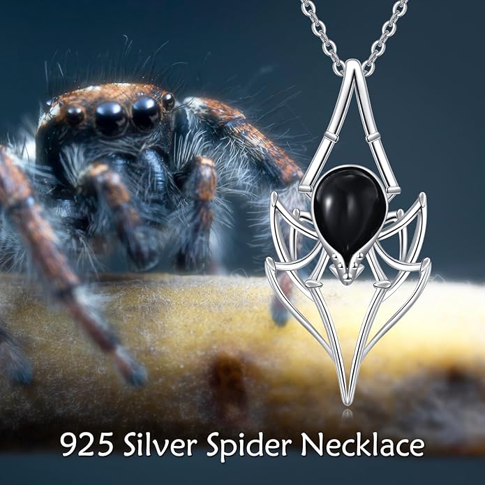 POPLYKE Spider/Butterfly/Fox/Killer Whale/Pande/Shark/Cat/Owl/Mermaid/Dragonfly Necklace 925 Sterling Sliver Animal Necklace Pendant Jewelry Gifts for Women
