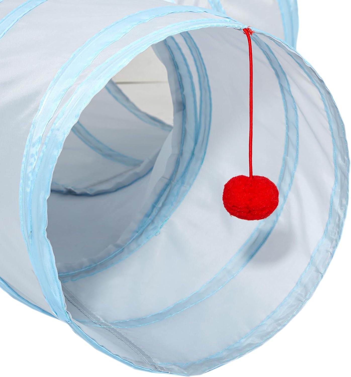 Tempcore 3-Way Collapsible Cat Tube Toys, Indoor Cat Tunnels with Peek Hole Toy Ball, Light Grey