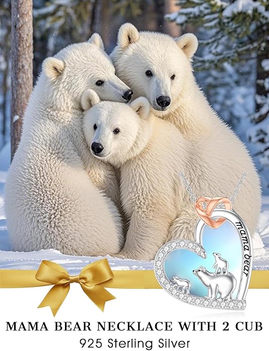 Mothers Day Gift for Mom 925 Sterling Silver Mama Bear/Dinosaur/Cat/Bird/Chicken Necklace with 1 2 3 4 5 Cubs Jewelry for Women Wife Grandma
