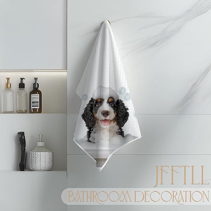 Funny Bernese Mountain Dog Hand Towels for Bathroom Washroom Restroom Decor, Bernese Mountain Dog Gifts, Pet Lovers Gifts, 16x24 Inch