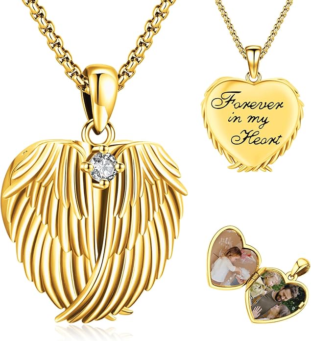 Picture Locket Necklace for Women Men Rose 14K Real Gold 925 Sterling Silver Jewelry Heart Locket Necklace that Holds Pictures Tree of Life Viking Wolf Celtic Knot St Christopher St Michael Pendant