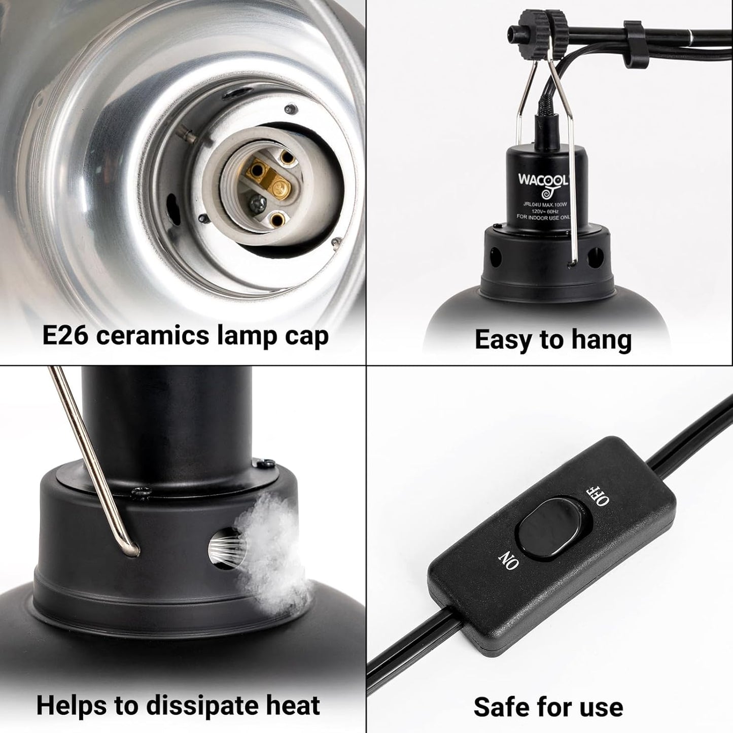 Reptile Light Fixture 2 Pack, 5.5 in Deep Dome Reptile Heat Lamp Fixture, Optical Reflection Terrarium Light Fixture for Reptile UVB UVA Heat Basking Bulbs