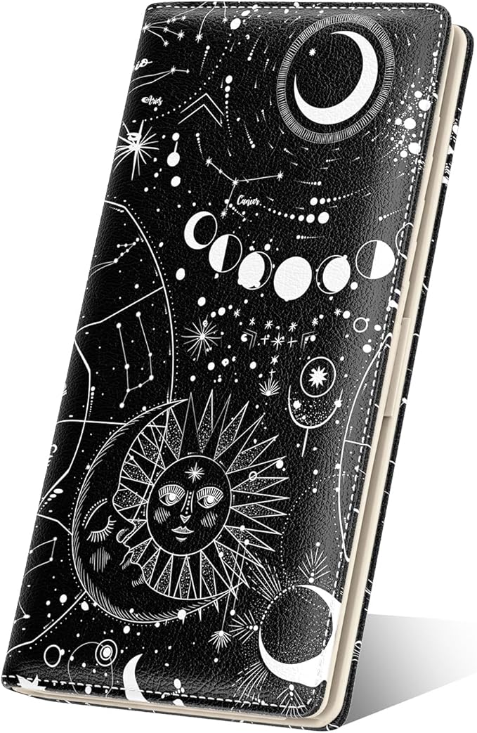 Nipichsha Womens Wallet, RFID Slim Wallets for Women, Thin Ladies Credit Card Holder Purse, Cute Leather Bifold Clutch Billfold with 11 Card Slots & ID Window, Sun Moon