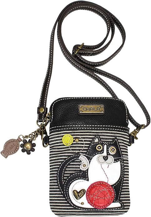 CHALA Cell Phone Crossbody Purse-Women PU Leather/Canvas Multicolor Handbag with Adjustable Strap