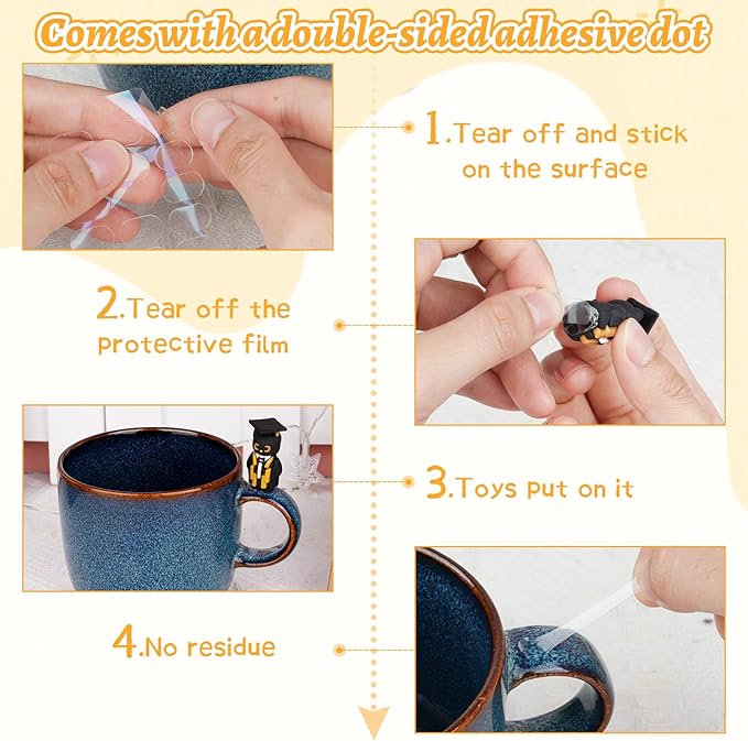 Graduation Cat Figures, 2025 Graduation Party Favors 20PCS Mini Resin Black Cat with Cap Grad Gift for Her Him