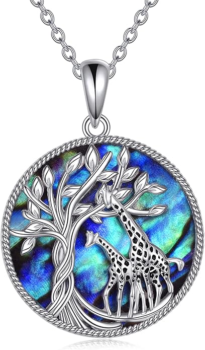 TOUPOP Tree of Life Animal Necklace 925 Sterling Silver Crystal/Abalone Shell Animal Pendant Jewelry Birthday Mothers Day Gifts for Women Mom Wife Her