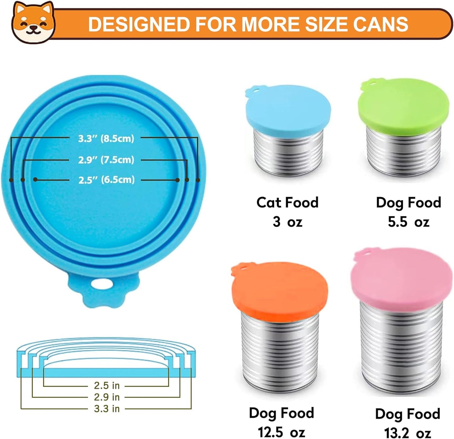 2 Pack Pet Food Can Covers, Silicone Universal Can Lids for Dog & Cat Food, BPA Free, One Fit Most Standard Size Can Lids Top Orange/Green