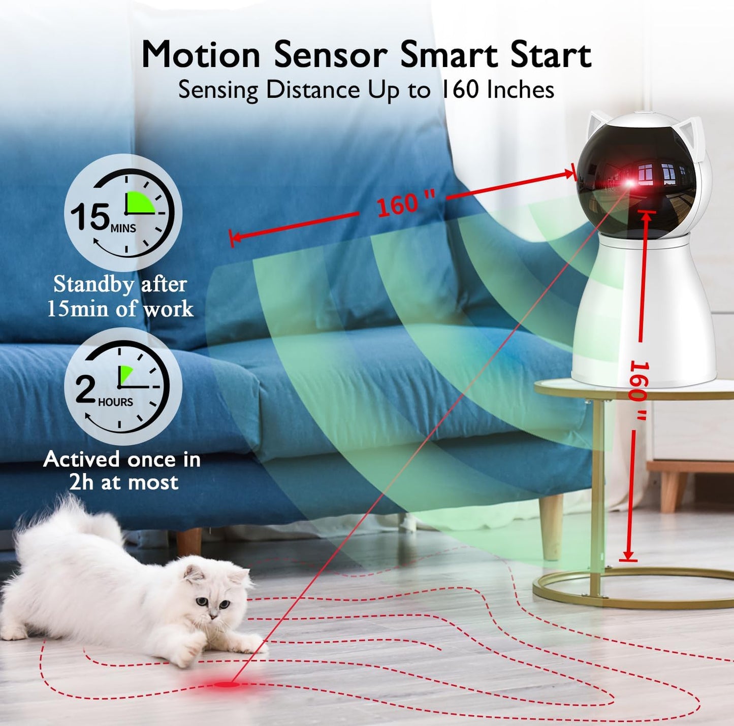 Cat Toys [2025 Newly Upgraded] Real Random Trajectory Rechargeable Motion Activated Cat Laser Toy Automatic,Interactive Cat Toys for Indoor Cats/Kitten/Dogs