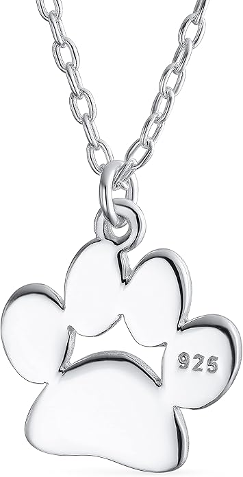 Personalized Initial Alphabet A-Z Dainty Dog Cat Pet Kitten Puppy Paw Print Pendant Necklace Animal Jewelry For Women Teen Polished Rose Yellow Gold Plated .925 Sterling Silver Customizable