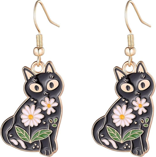 Cute Cat Earrings Stud Pearl Earrings for Women Mouse Cubic Zircon Hypoallergenic Earrings Christmas Birthday Gift