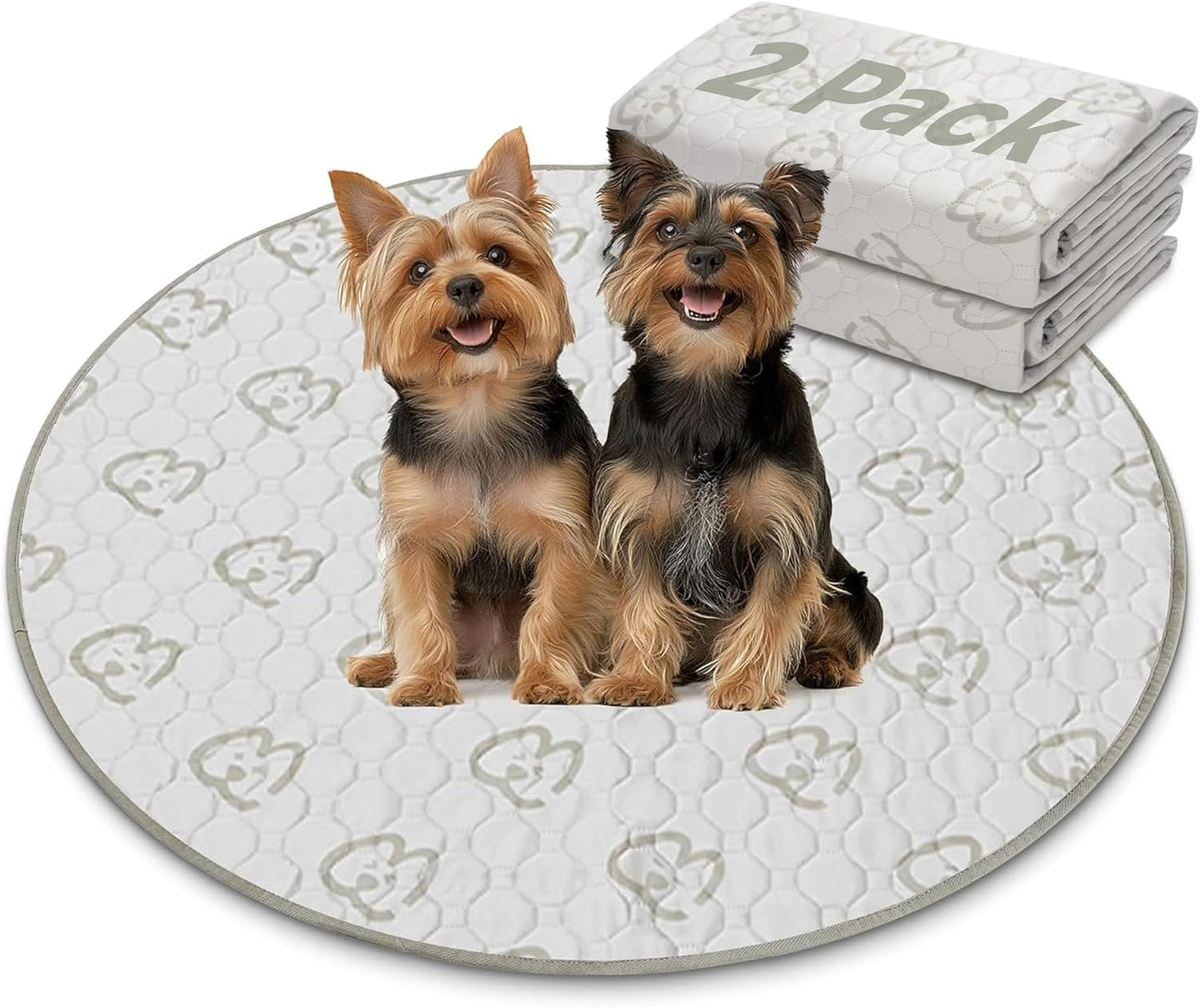 FXW Washable Pee Pads for Dogs, Puppy Pads with Super Absorbent, Specifically Designed for Whelping Box, 36" Round, Khaki, 2 Packs